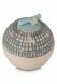 Mini urna cineraria in ceramica con strisce grigie