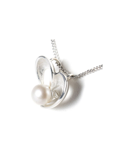 Ciondolo porta ceneri in argento (925) 'Cuore' con perla