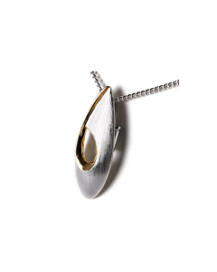 Ciondolo porta ceneri in argento (925) 'Ovale' con accenti color oro