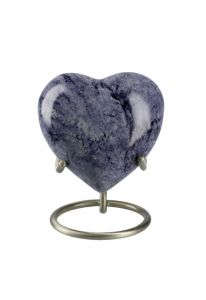 Mini urna cineraria cuore 'Elegance' effetto pietra naturale viola (supporto compreso)