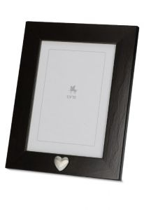 Urna cineraria portafoto marrone scuro in legno con cuore di cenere d'argento