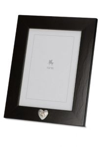 Urna cineraria portafoto marrone scuro in legno cuore di cenere d'argento con zampa