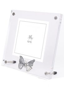 Portafoto in vetro acrilico con farfalle per ceneri da cremazione