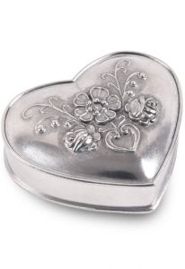 Pewter heart keepsake flowers small