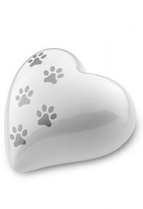 Urna cineraria per animali a forma di cuore con impronte di zampa | medio