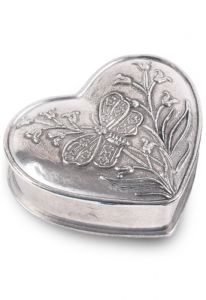 Pewter heart keepsake butterfly medium