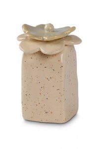 Mini urna cineraria in ceramica 'Flower vase' beige