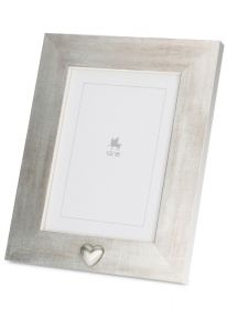 Urna cineraria portafoto in legno con cuore di cenere d'argento