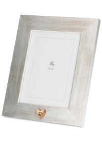 Urna cineraria portafoto in legno cuore di cenere dorata con zampa