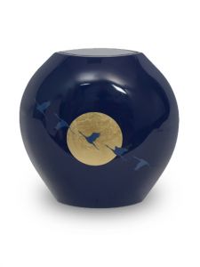 Urna cineraria 'Zéphyre' blu con foglia oro
