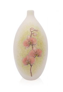 Piccola urna cineraria in ceramica artistica 'Orchidea' rosa