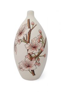 Piccola urna cineraria in ceramica artistica 'Fiore di ciliegio'