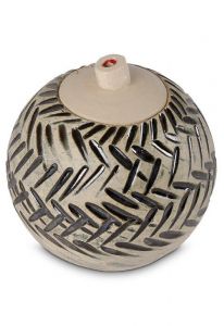 Mini urna cineraria in ceramica con strisce nere