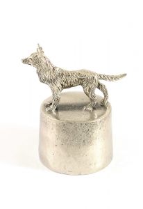 German Shepherd Dog urn silver tin
