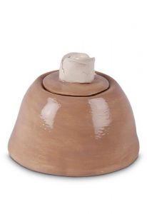 Mini urna cineraria in ceramica 'Rosa' marrone caffè