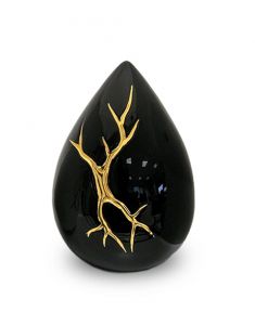 Piccola urna cineraria in ceramica lacrima 'Kintsugi' nero