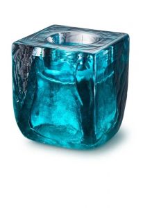 Mini urna in cristallo 'Cubos' con portacandele blu Tiffany