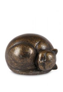 Mini urna cineraria gato 'Riposa in pace' in bronzo