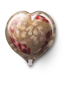 Mini urna cineraria a forma di cuore in cristallo taupe mixed
