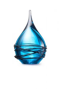 Urna cineraria in cristallo 'Swirl' azzurro