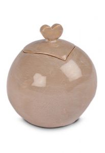 Mini urna cineraria in ceramica marrone caffè 'Love' con cuore