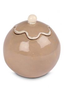 Mini urna cineraria in ceramica 'Fiore' marrone caffè