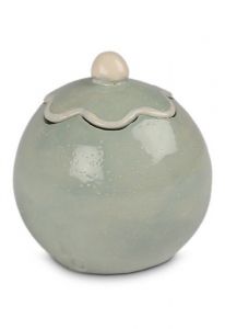Mini urna cineraria in ceramica 'Fiore' grigio verde