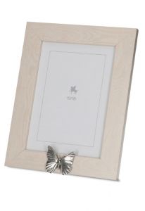 Urna per ceneri portafoto in legno con farfalla di cenere