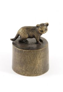 Cat small walking urn bronzed
