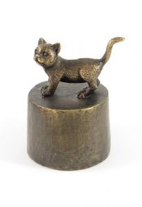 Cat small standing urn bronzed