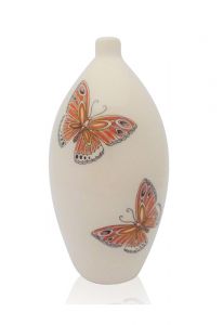 Piccola urna cineraria in ceramica artistica 'Farfalle' laranja