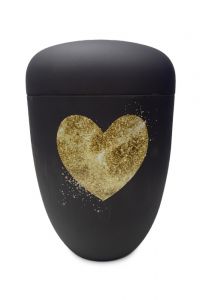 Urna cineraria in metallo decorata con cuore d'oro