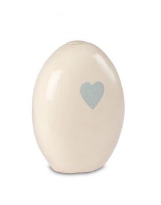 Urna cineraria in ceramica beige con cuore
