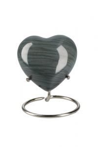 Mini urna ceneri di cremazione cuore 'Elegance' effetto legno (supporto compreso)