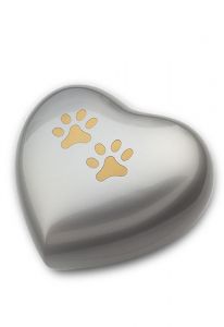 Urna cineraria per animali domestici a forma di cuore con impronta della zampa