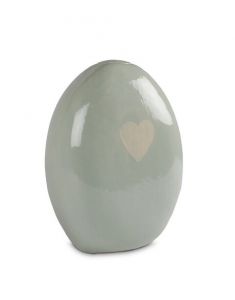 Urna cineraria in ceramica 'Opaque Sage' con cuore