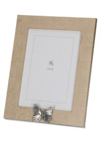 Urna cineraria portafoto marrone chiaro in legno con farfalla di cenere