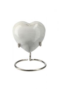 Mini urna cineraria cuore 'Elegance' effetto pietra naturale bianco-grigio (supporto compreso)