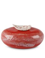 Urna cineraria in ceramica 'Giglio' rosso