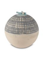 Urna cineraria in ceramica con strisce grigie