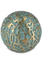 Urna cineraria in bronzo sfera verde con motivo oro